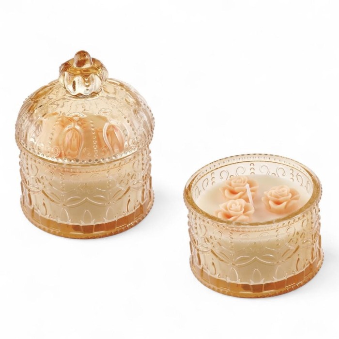 CANDELA IN VETRO AMBRA C DECORAZIONE 9X11